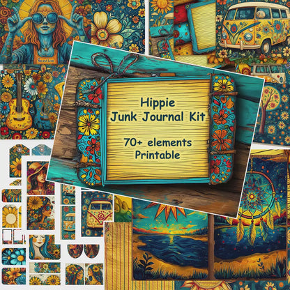 Hippie Junk Journal Kit, Whimsical Boho Printables Download