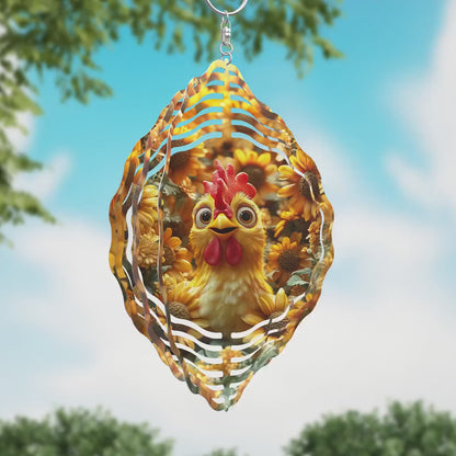 Rooster in Sunflowers Wind Spinner Sublimation Design PNG