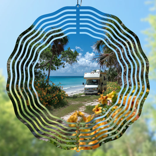 Printable Camping Wind Spinner Sublimation Design, perfect for crafting camper gifts