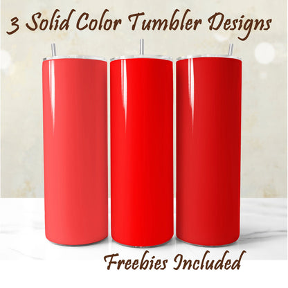 Three tumbler wrap designs in different red shades for 20oz skinny straight tumblers
