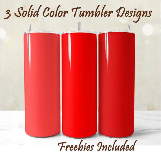 Three tumbler wrap designs in different red shades for 20oz skinny straight tumblers
