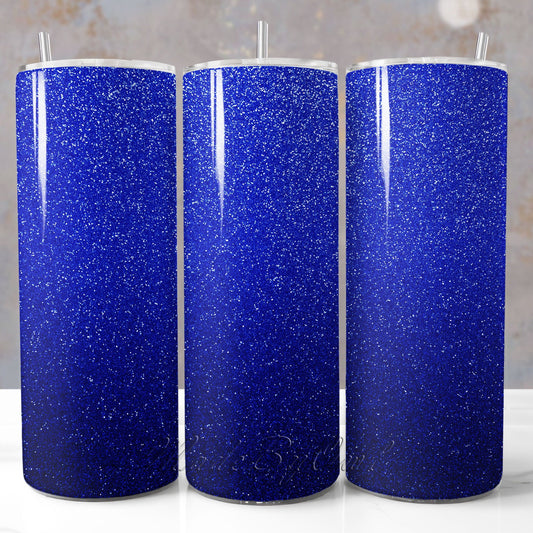 Royal blue glitter ombre tumbler wrap, sublimation design