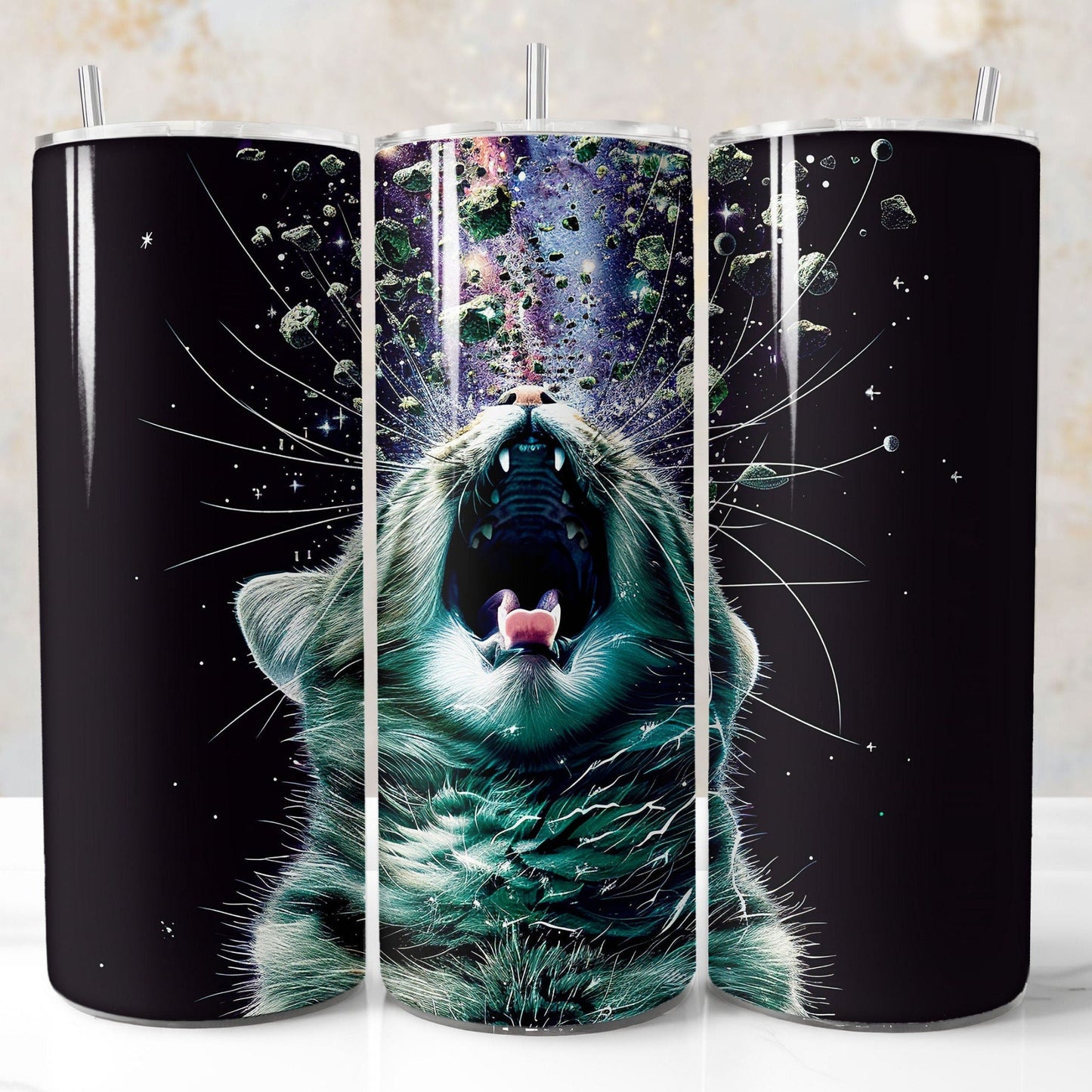 screaming cat funny tumbler wrap sublimation design