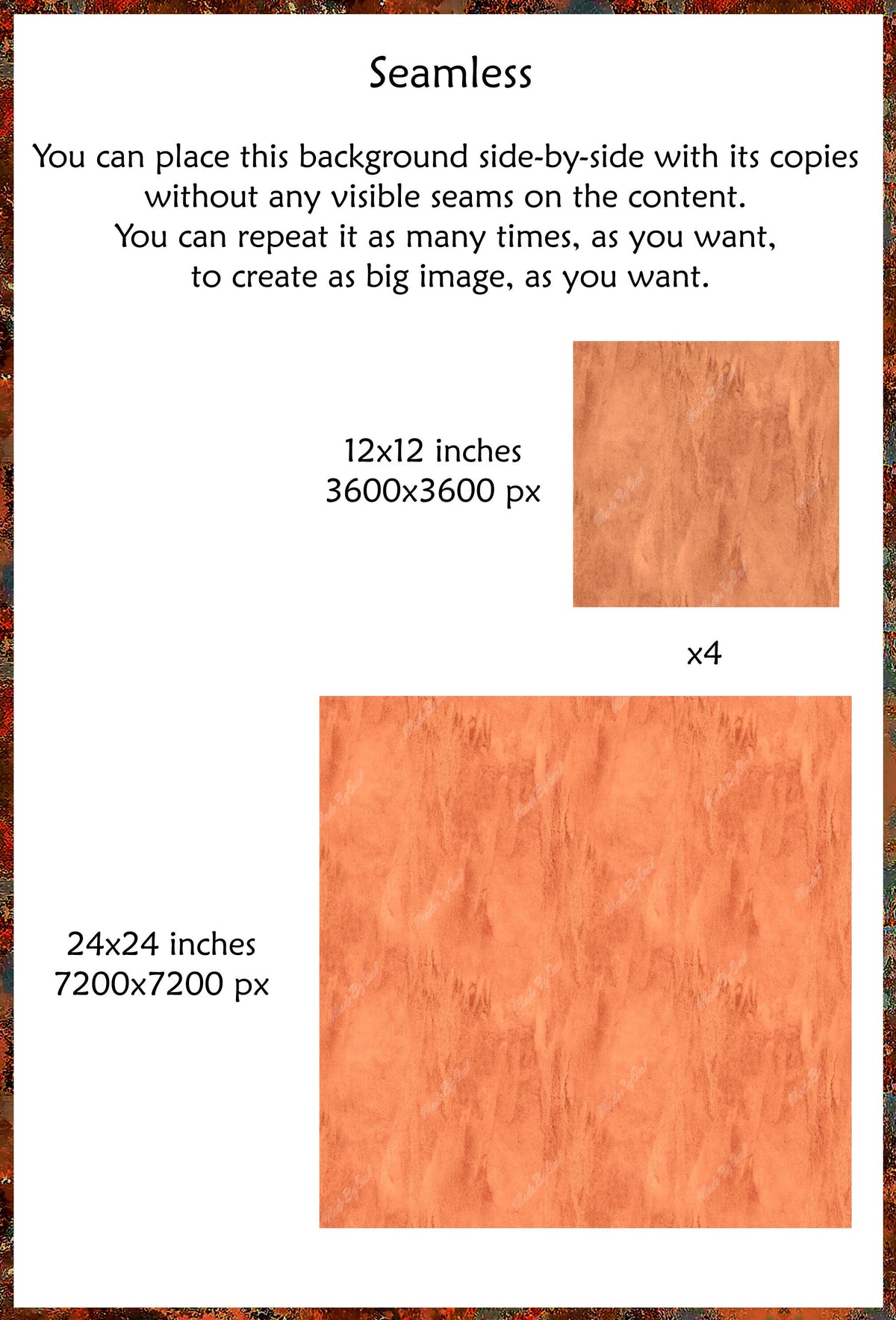 watercolor seamless texture shown as a single tile and a repeating pattern.