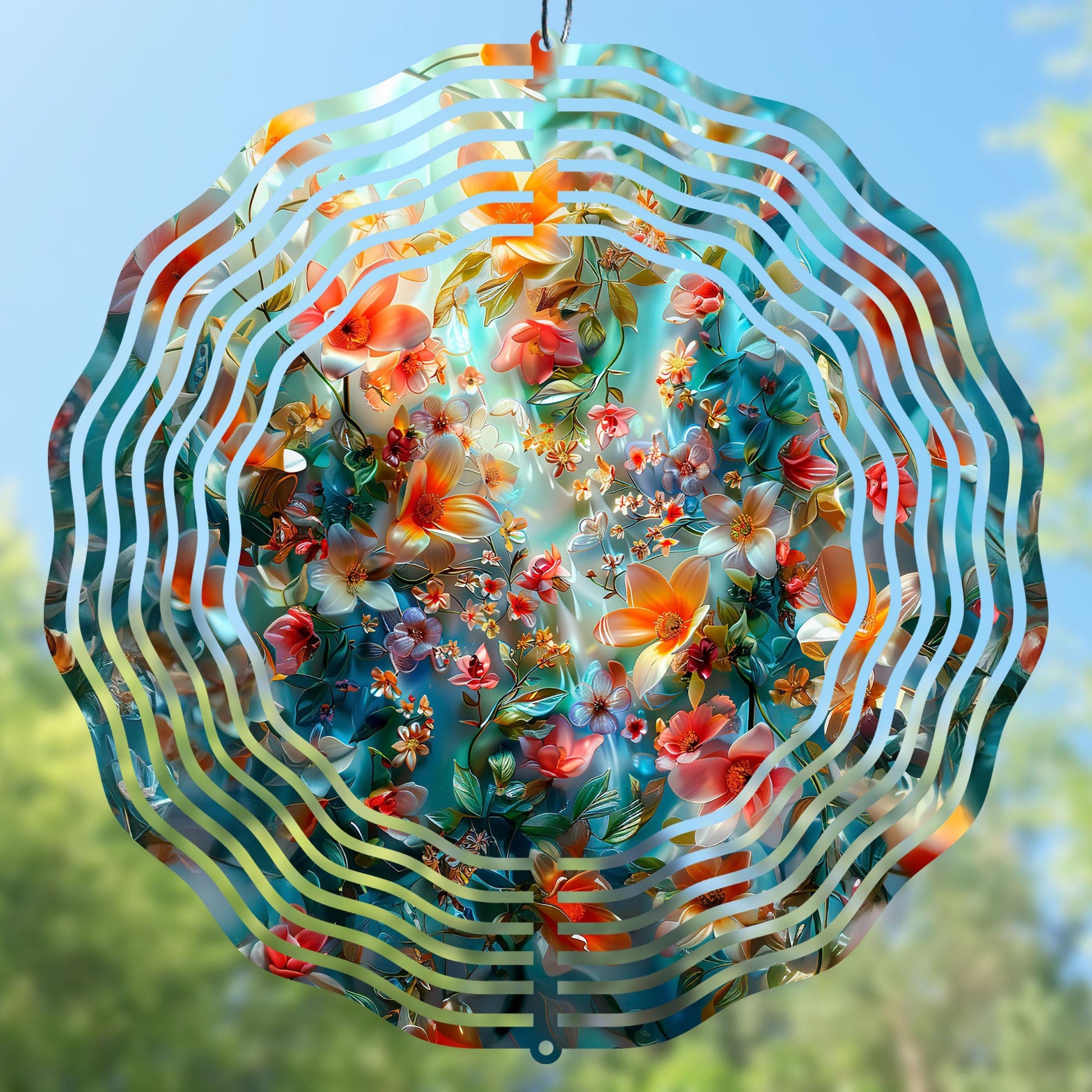 Spring flowers wind spinner PNG sublimation design with wildflowers, preview