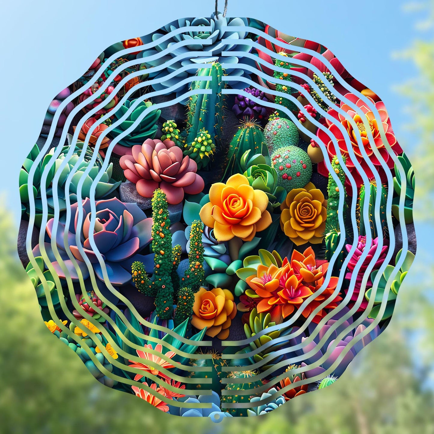 Colorful Cactus and Succulent Wind Spinner Sublimation Design