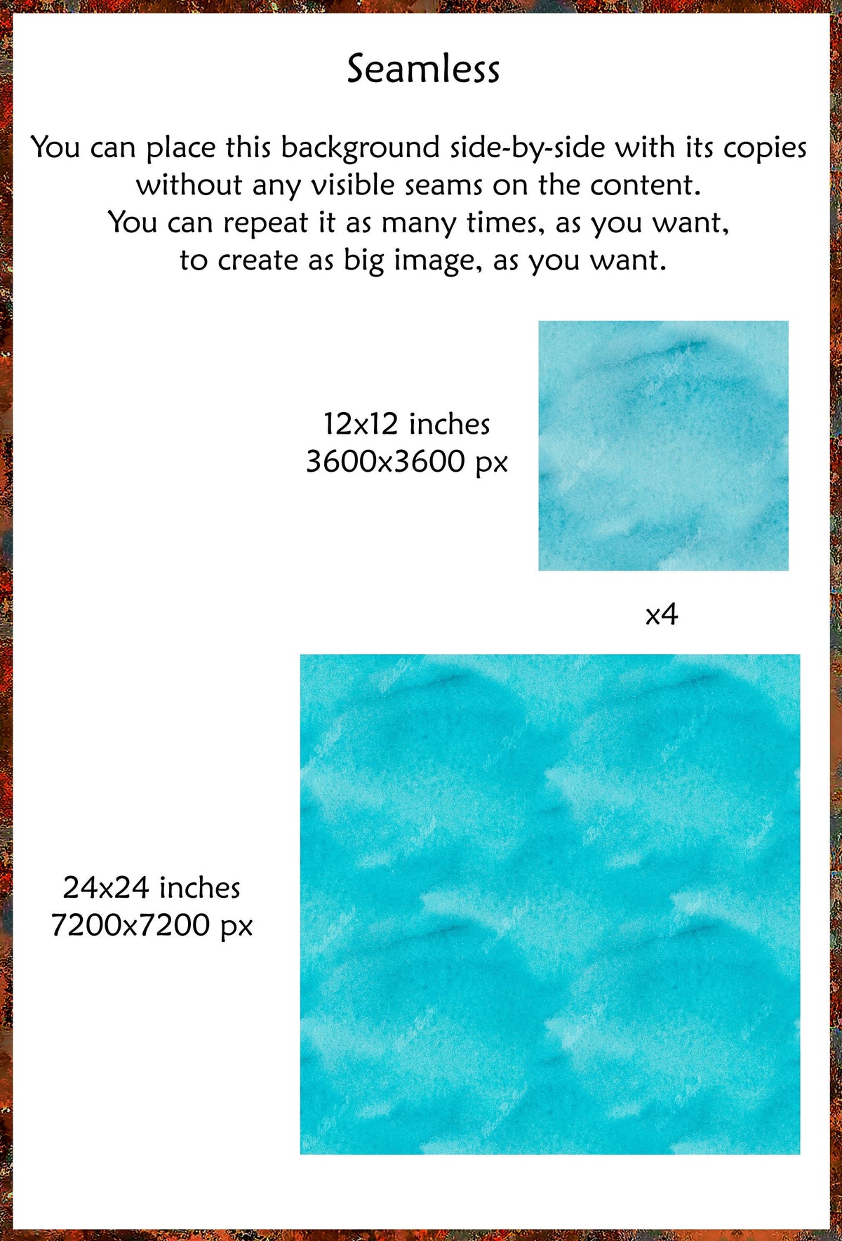 turquoise watercolor seamless texture shown as a single tile and a repeating pattern.